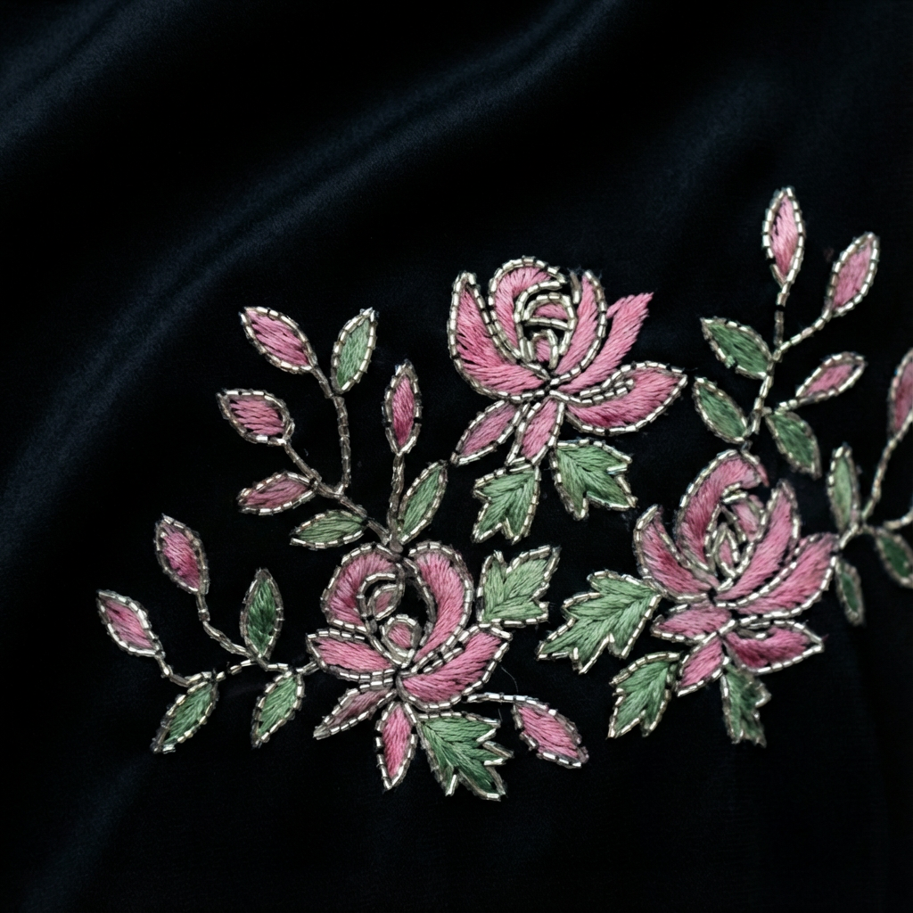 Black/White Kaftan Kurti with Thread and Bead work