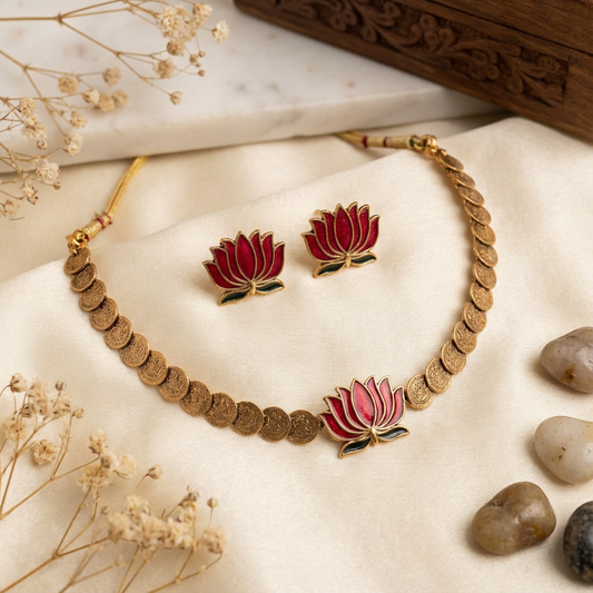 Lotus coin Necklace Set