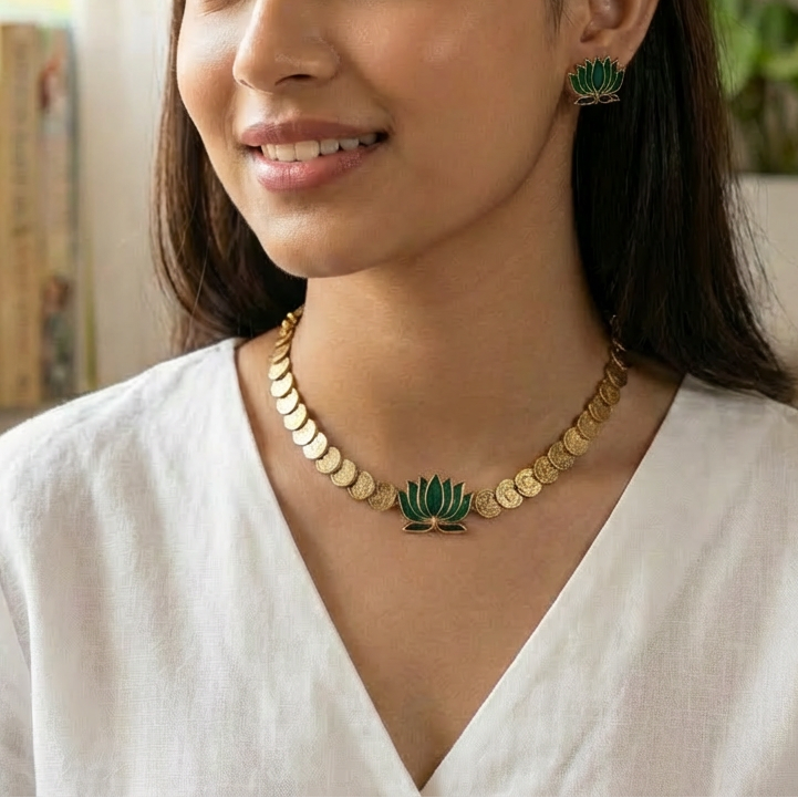 Lotus coin Necklace Set