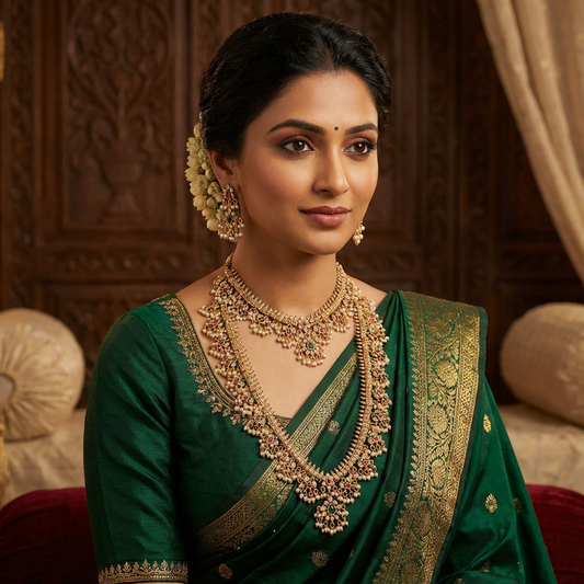 Kundan and pearl Necklace Combo Set