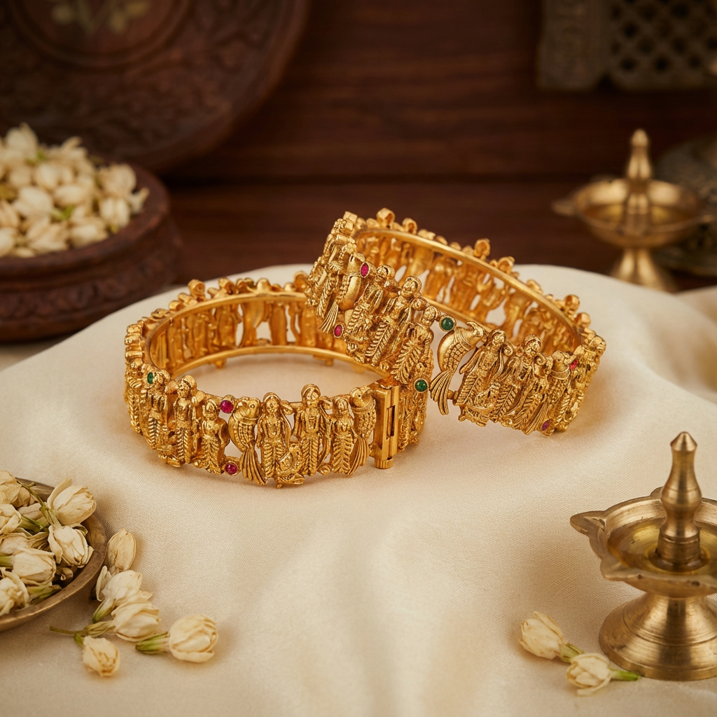Traditional Temple Screw Bangles set of 2