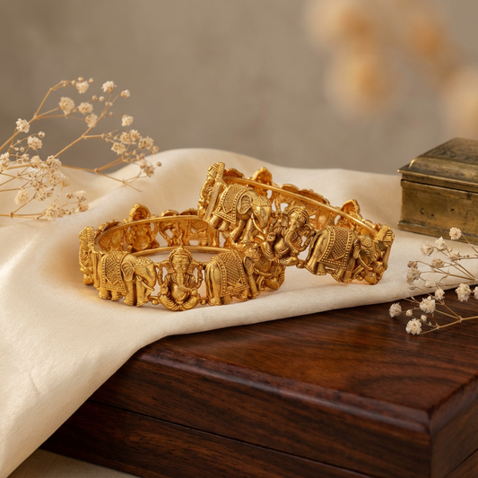 Traditional Temple Screw Bangles set of 2