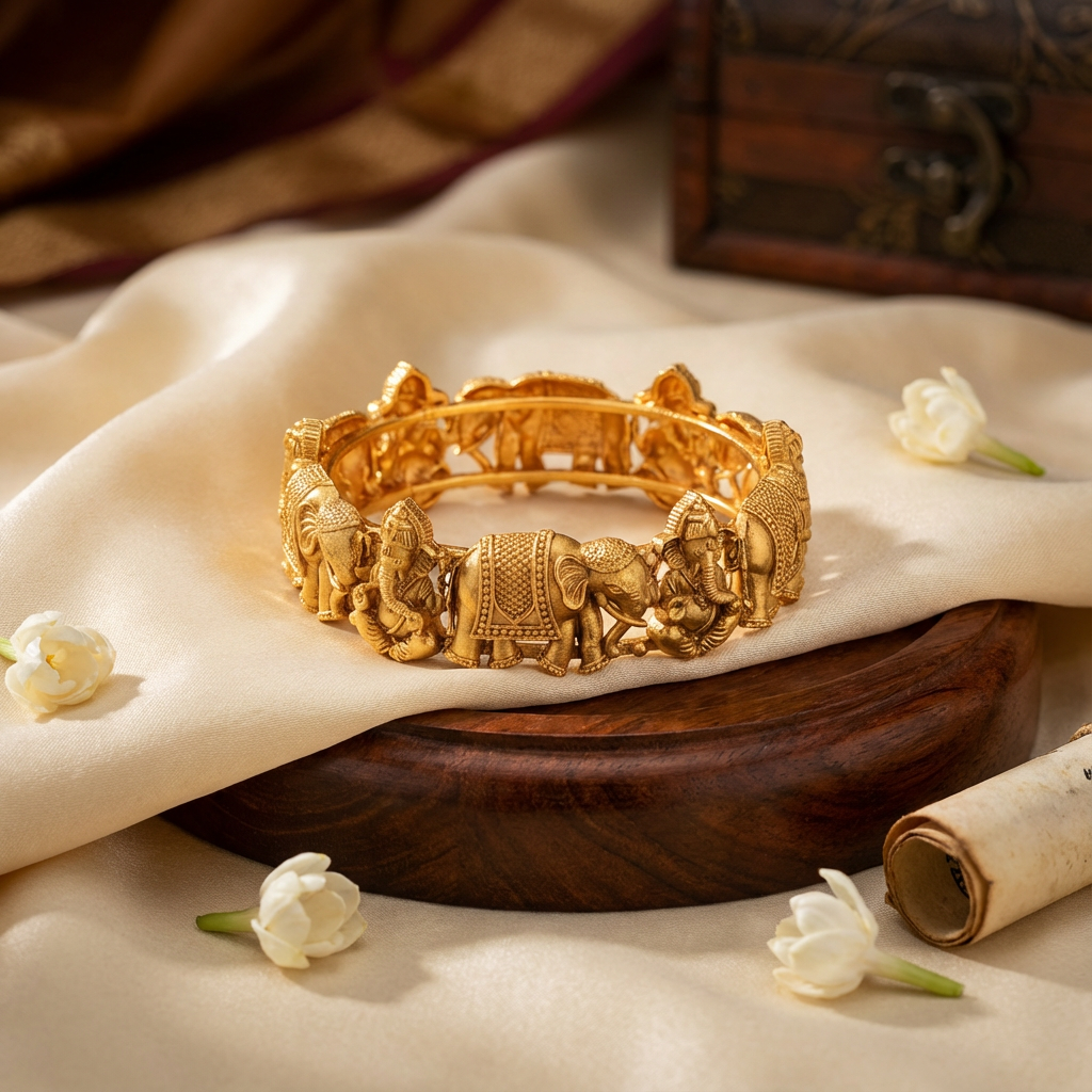 Traditional Temple Screw Bangles set of 2