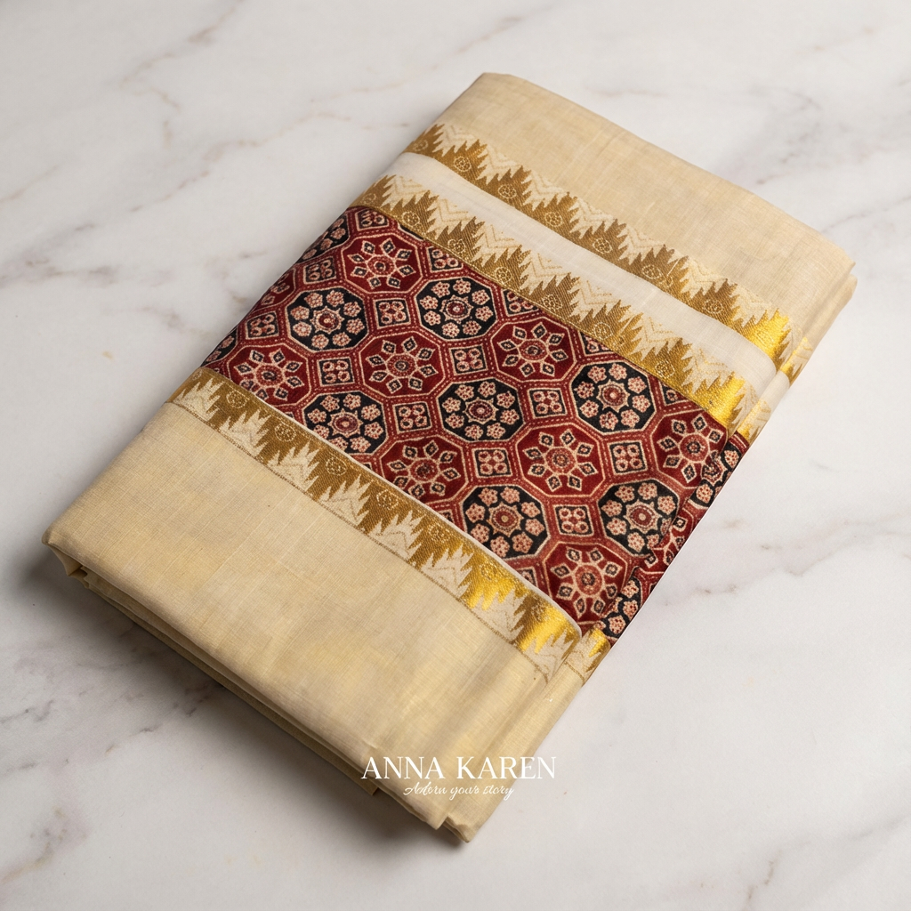 Kerala Tissue Saree with Kalamkari Print