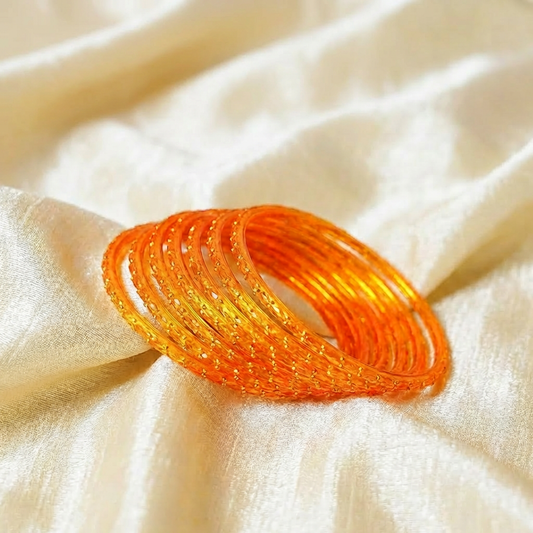 Raindrop Bangles -  Haldi (Set of 12)