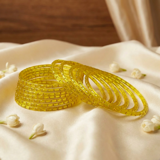 Raindrop Bangles -  Yellow (Set of 12)