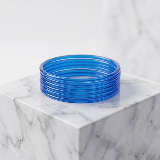 Plain Glass Bangles -Sea Blue (set of 12)