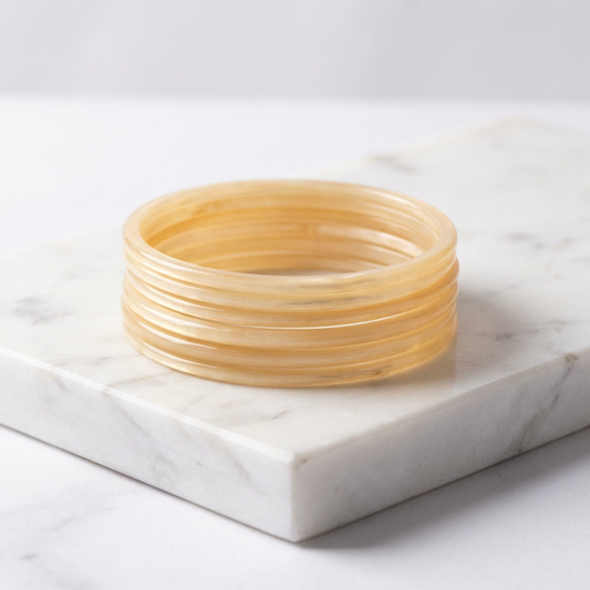 Plain Glass Bangles -Cream (set of 12)