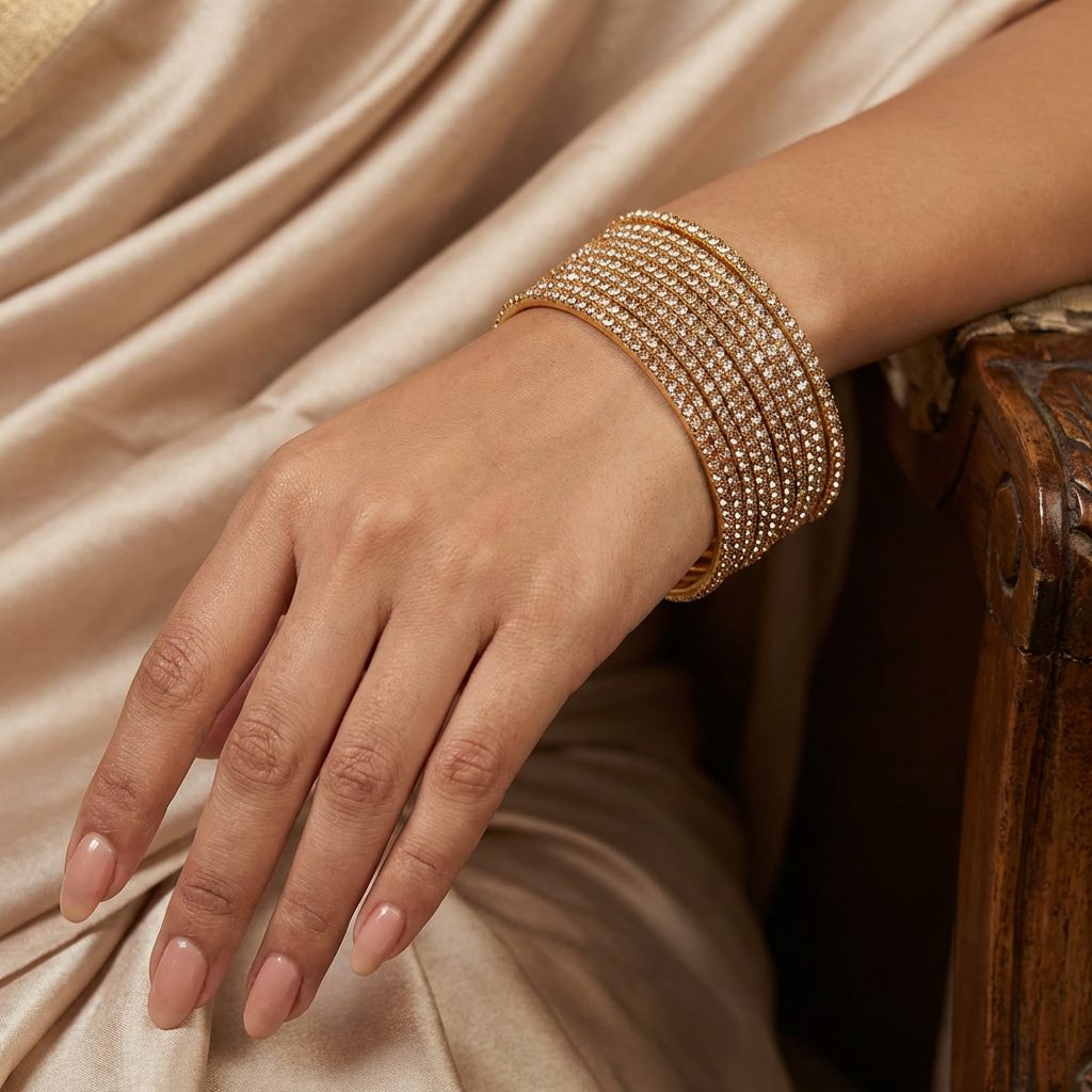 Gold cubic zirconia Gold bangles set of 12