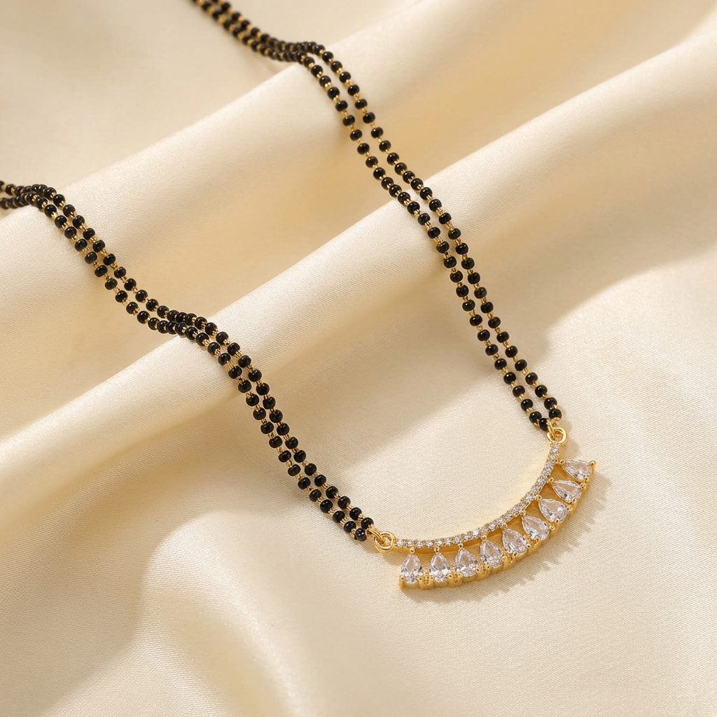 Gold plated Black Bead Necklace