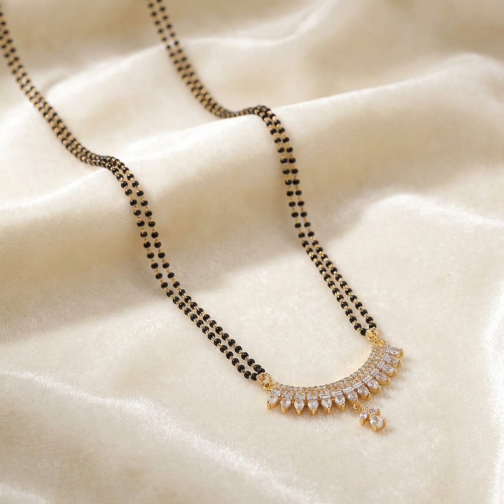 Gold plated Black Bead Necklace