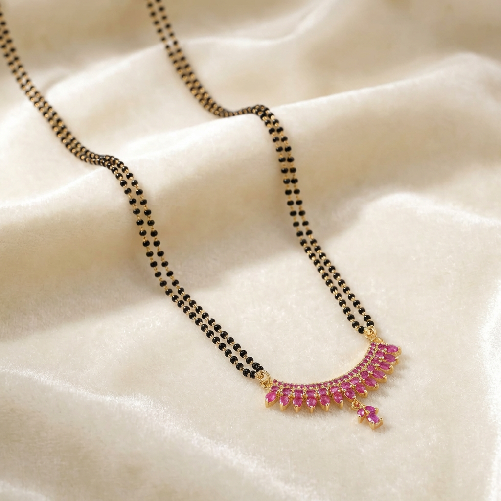 Gold plated Black Bead Necklace
