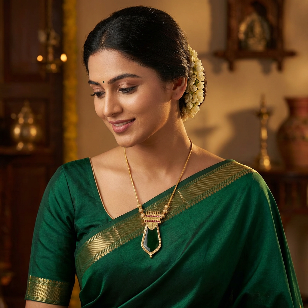 Gold plated Green Palaka Pendant Necklace