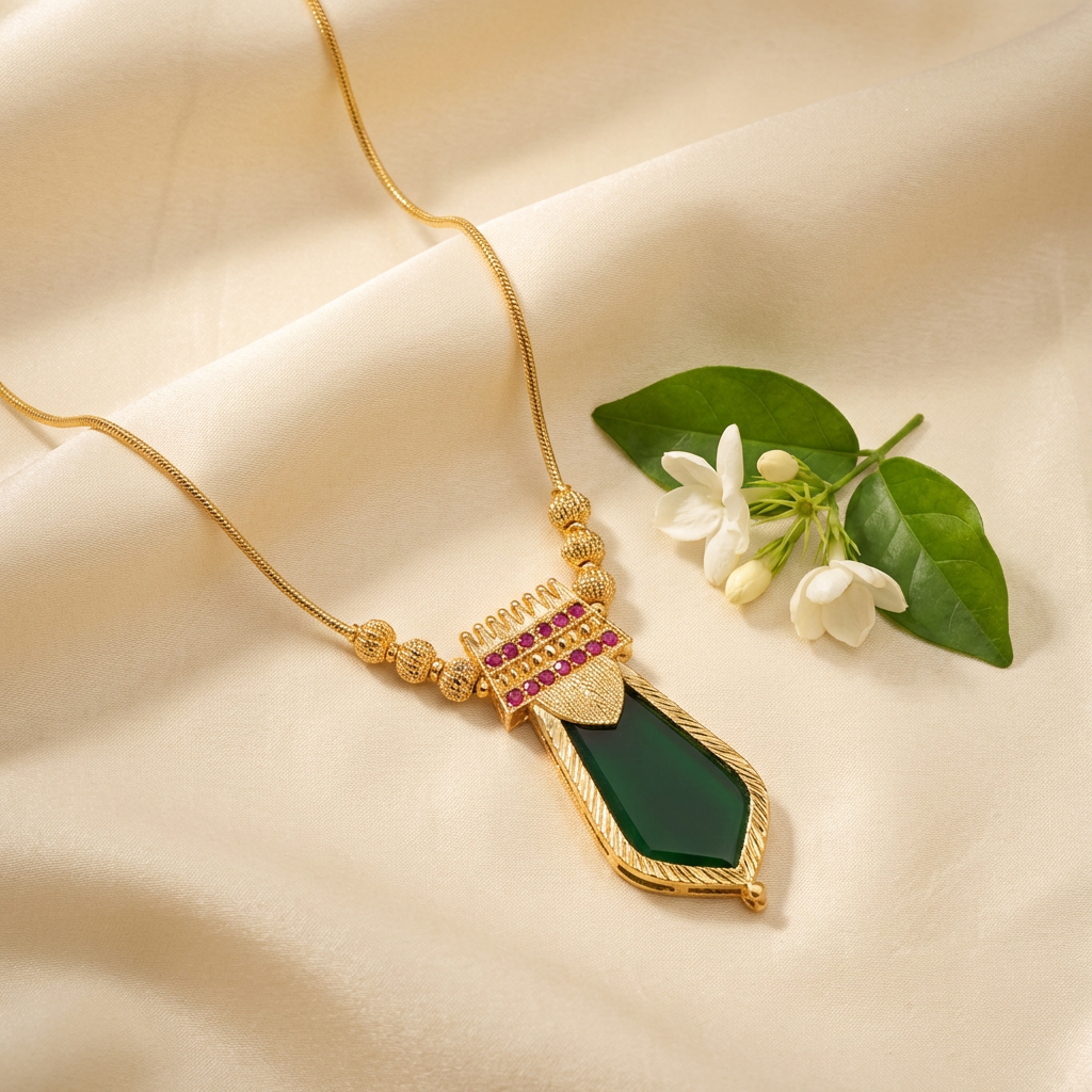 Gold plated Green Palaka Pendant Necklace