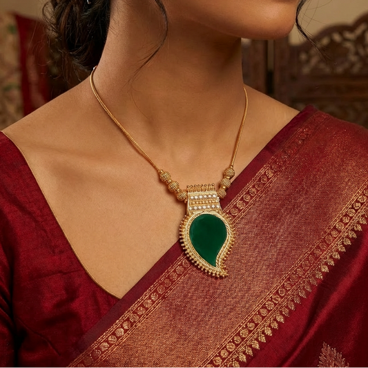 Gold plated Green Palaka Pendant Necklace