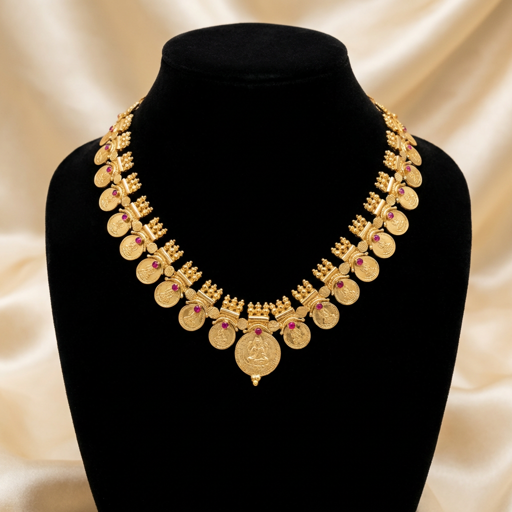 Gold plated Necklace with Ruby Stone