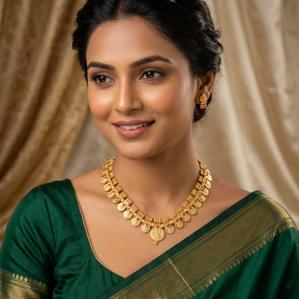 Gold plated Necklace with Ruby Stone