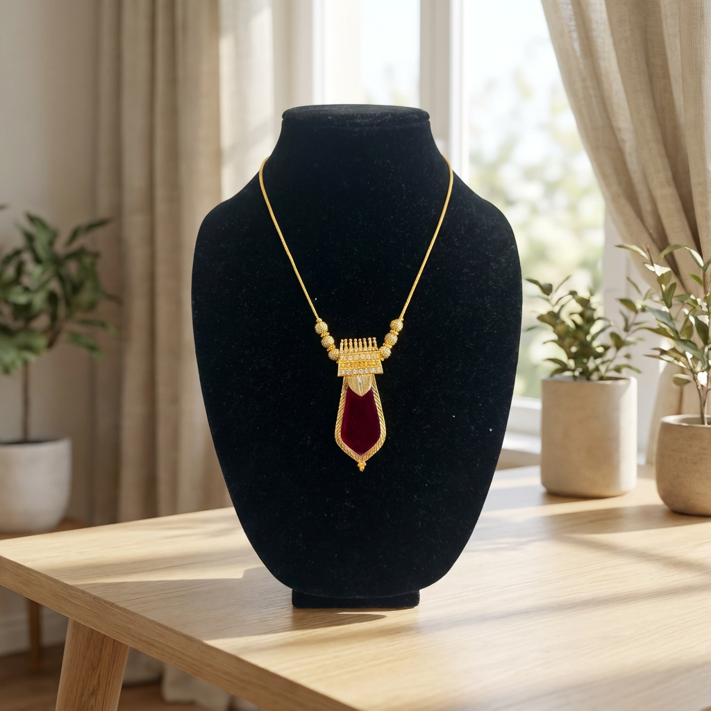 Gold plated Green Palaka Pendant Necklace