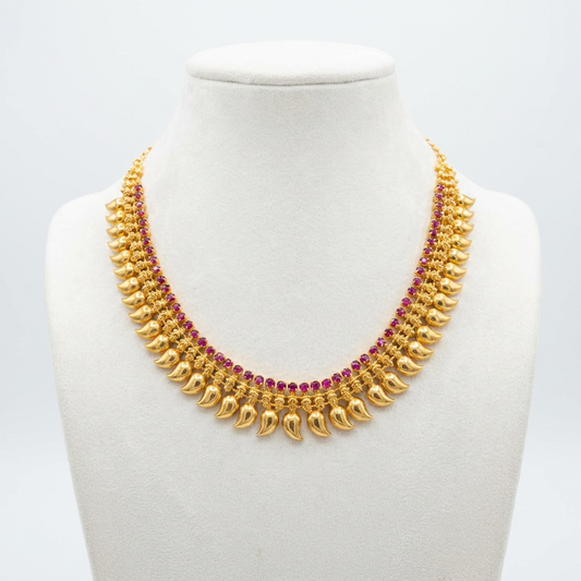 Gold plated Manga Maala with Ruby stones (10 inch)