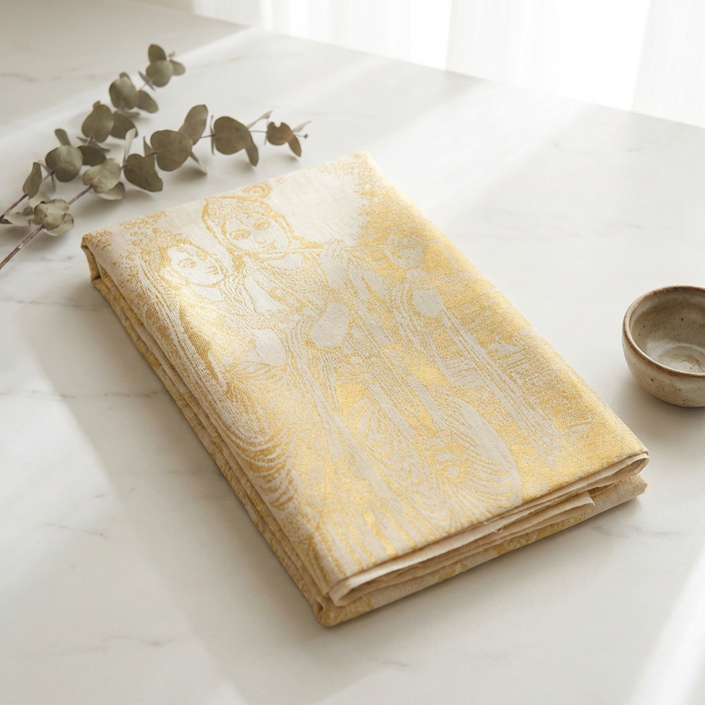Divine Gold Premium Kerala Kasavu Saree with Radha Krishna Weave