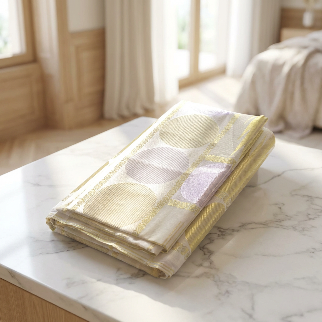 Pastel Gold Checkered Premium Kerala Kasavu Saree