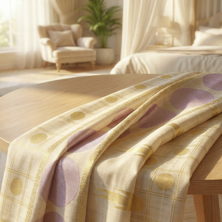 Pastel Gold Checkered Premium Kerala Kasavu Saree