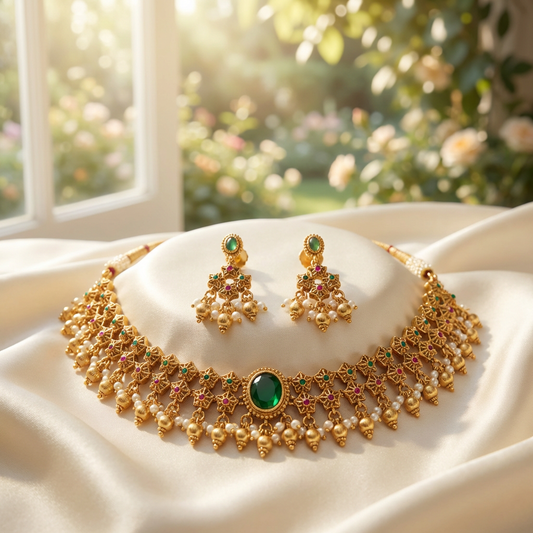 Emerald  stone Necklace set