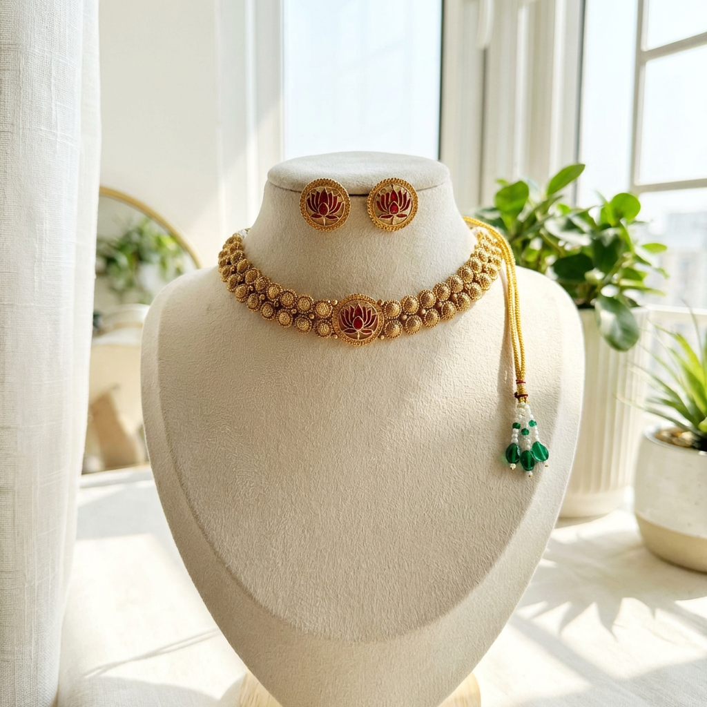 Lotus Pendant Choker set