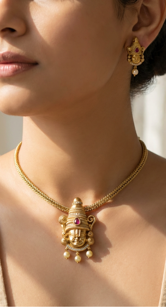 Venkateshwara Balaji Pendant Choker Necklace set