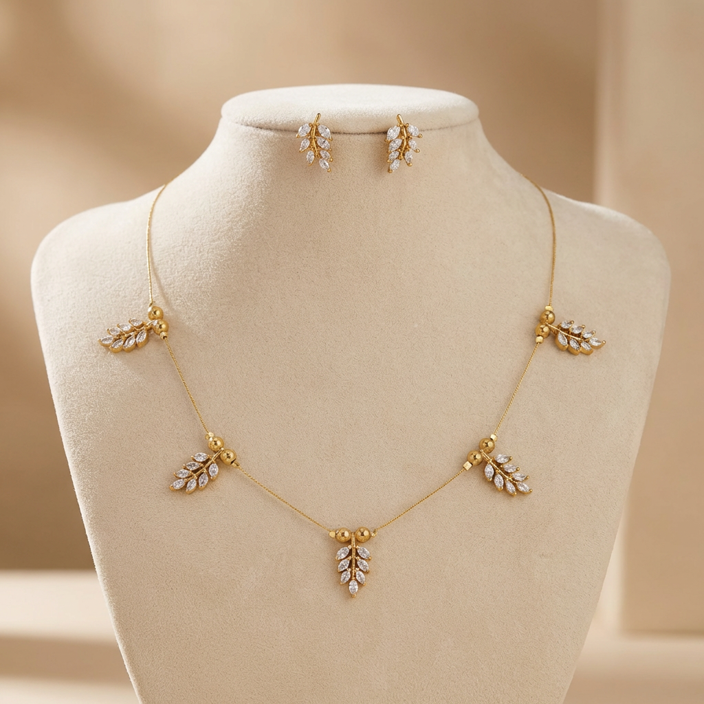 Invisible necklace set with stones