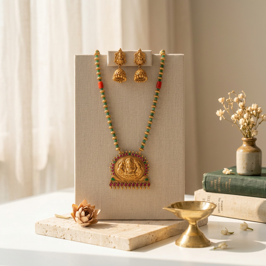 Lakshmi Pendant short necklace set(16 inch)