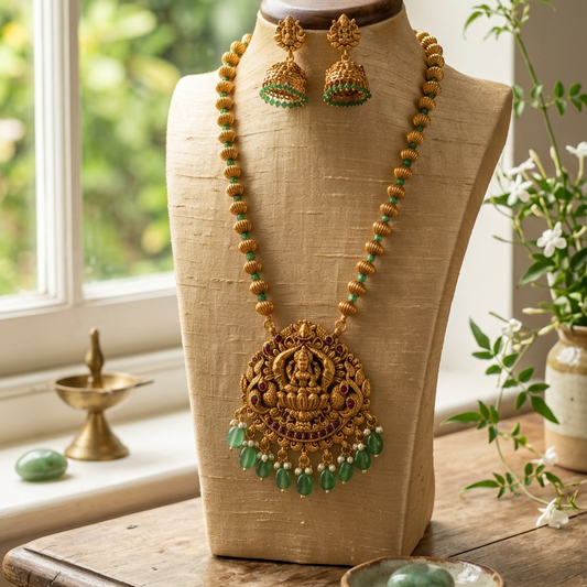 Lakshmi Pendant short necklace set(16 inch)