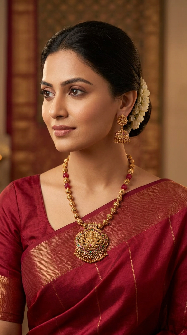 Lakshmi Pendant short necklace set(16 inch)