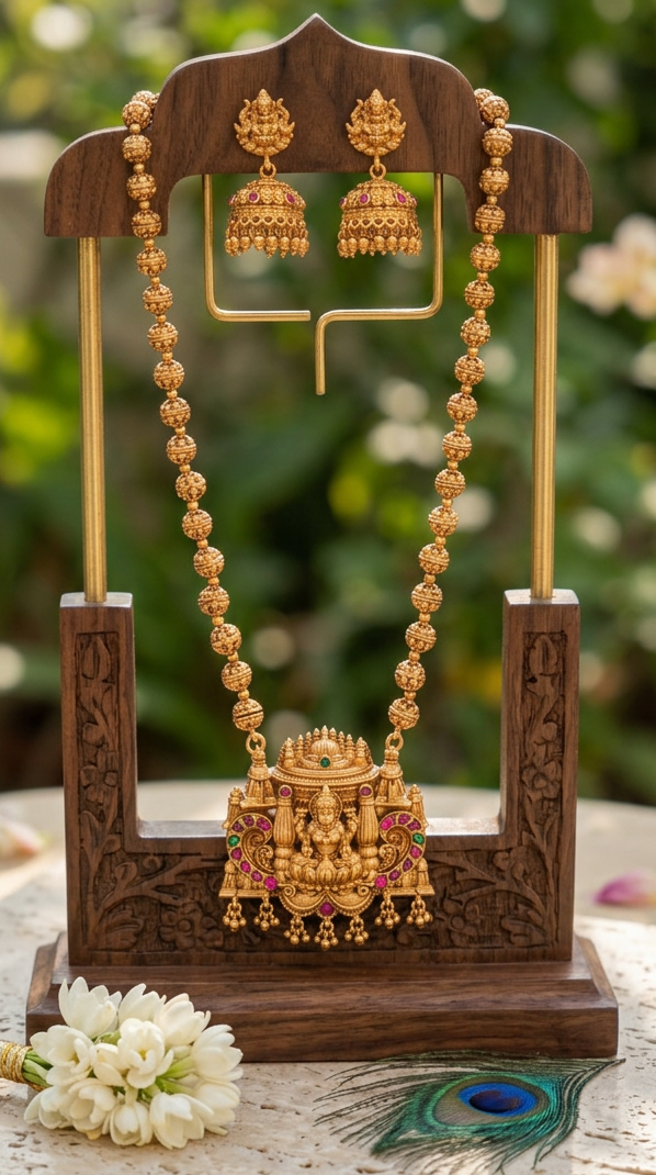 Lakshmi Pendant short necklace set(16 inch)