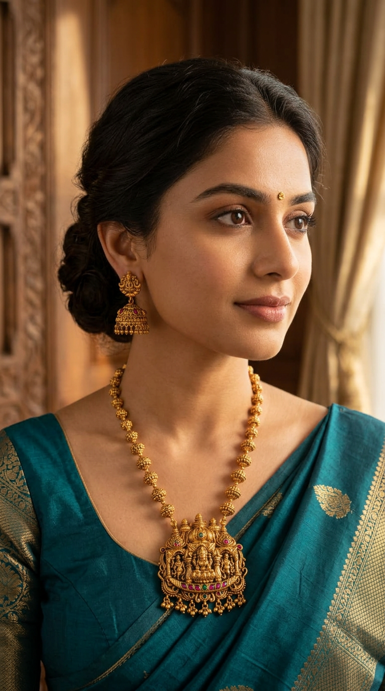 Lakshmi Pendant short necklace set(16 inch)