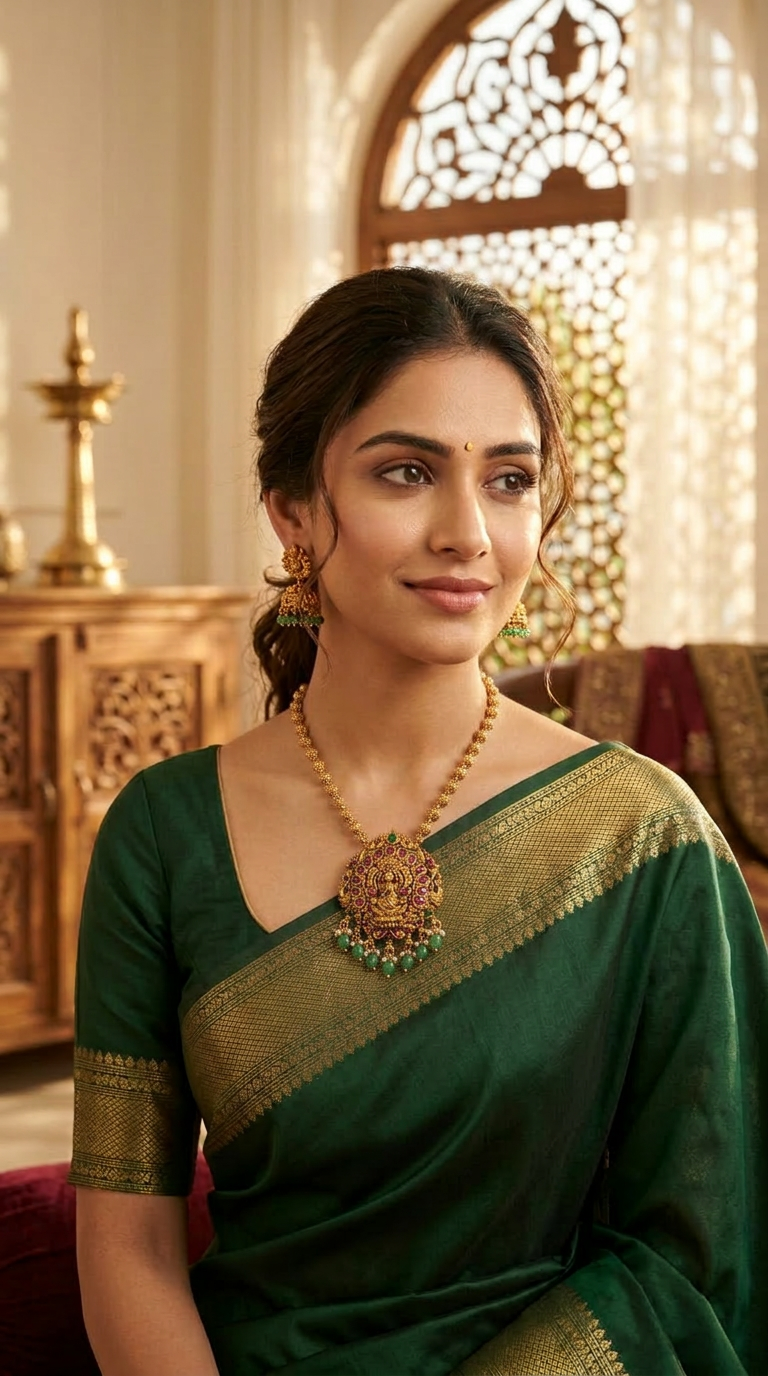 Lakshmi Pendant short necklace set(16 inch)
