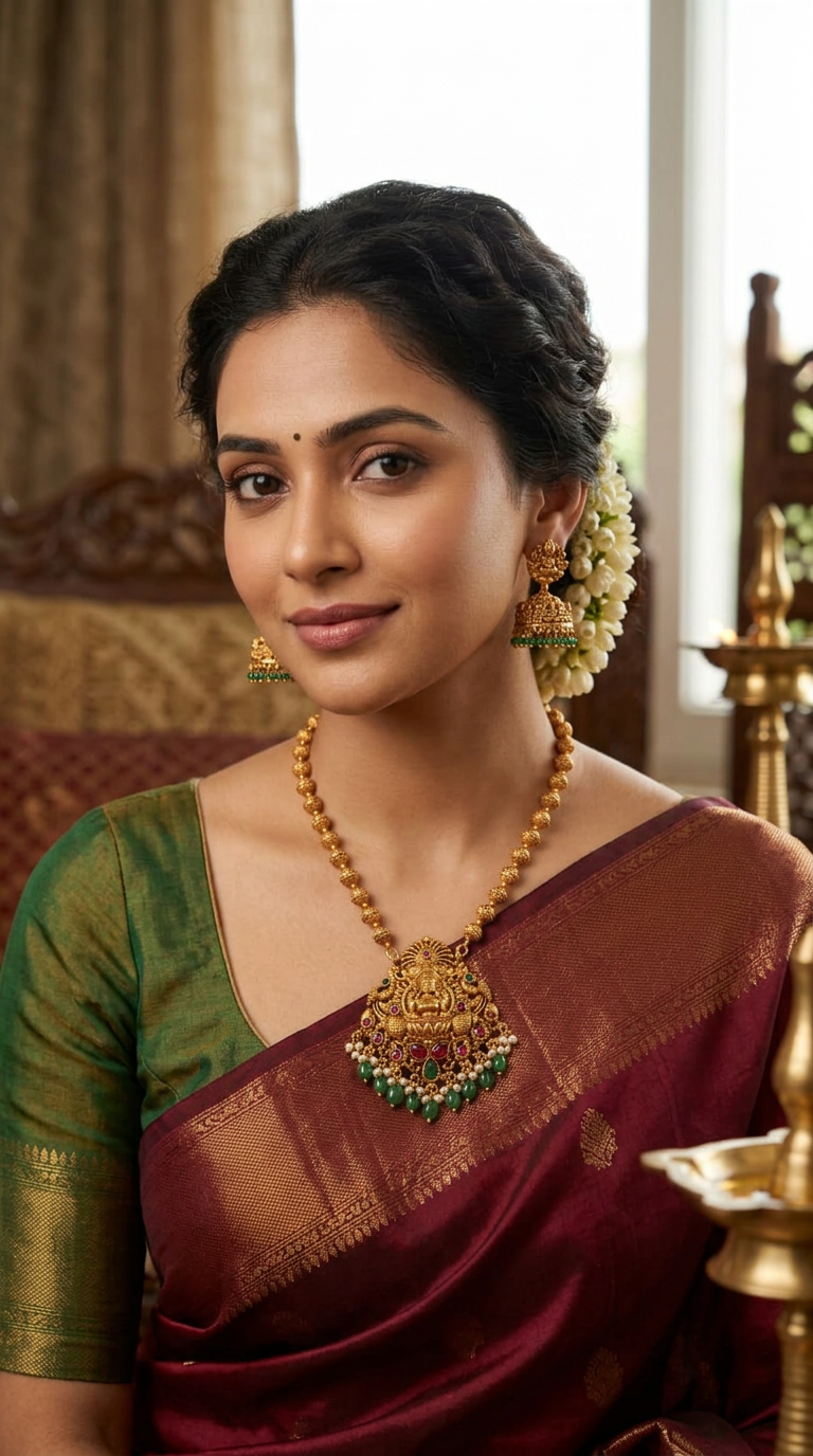 Lakshmi Pendant short necklace set(16 inch)