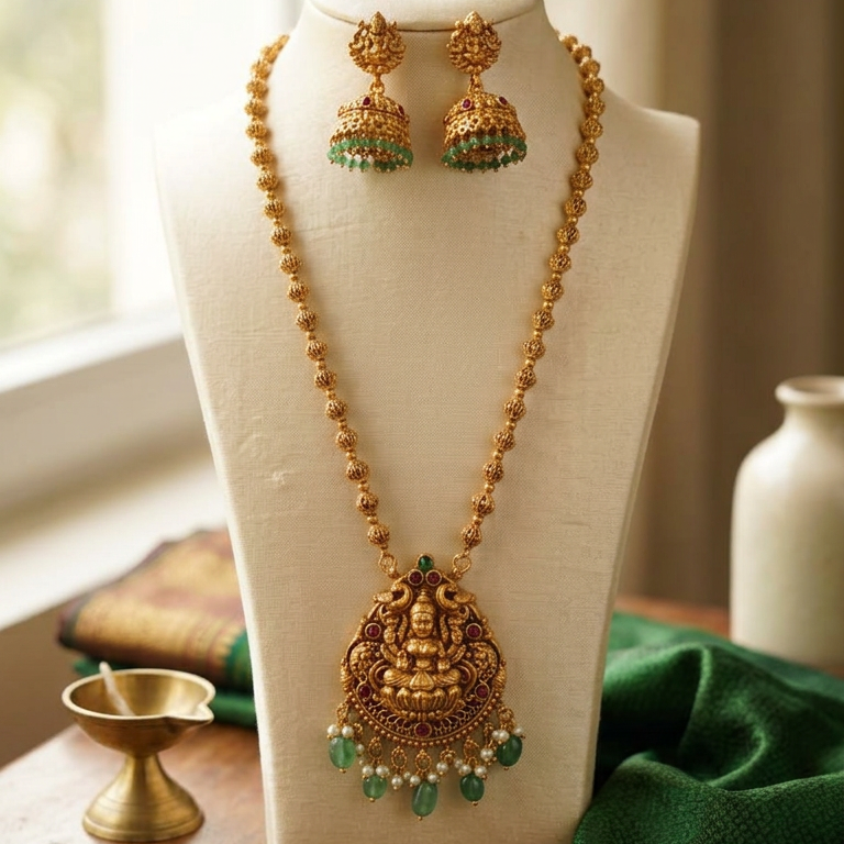 Lakshmi Pendant short necklace set(16 inch)