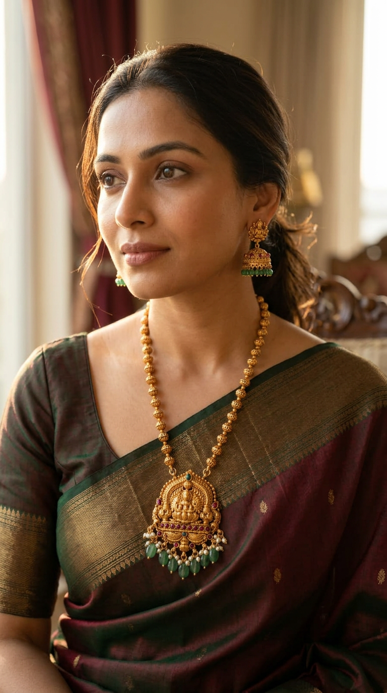 Lakshmi Pendant short necklace set(16 inch)