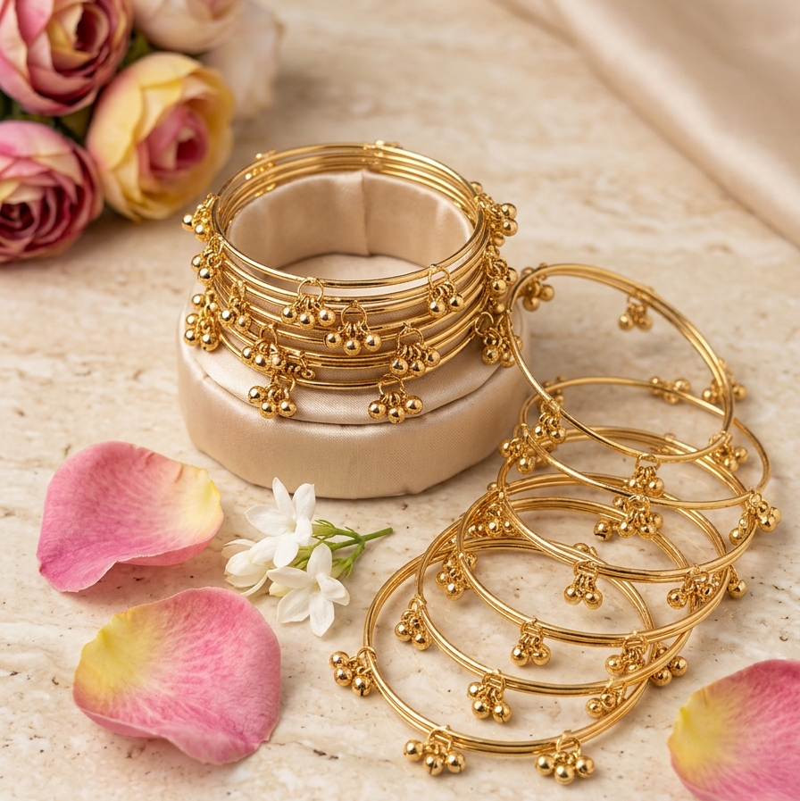 Ghungroo Bangles - Gold (set of 4)