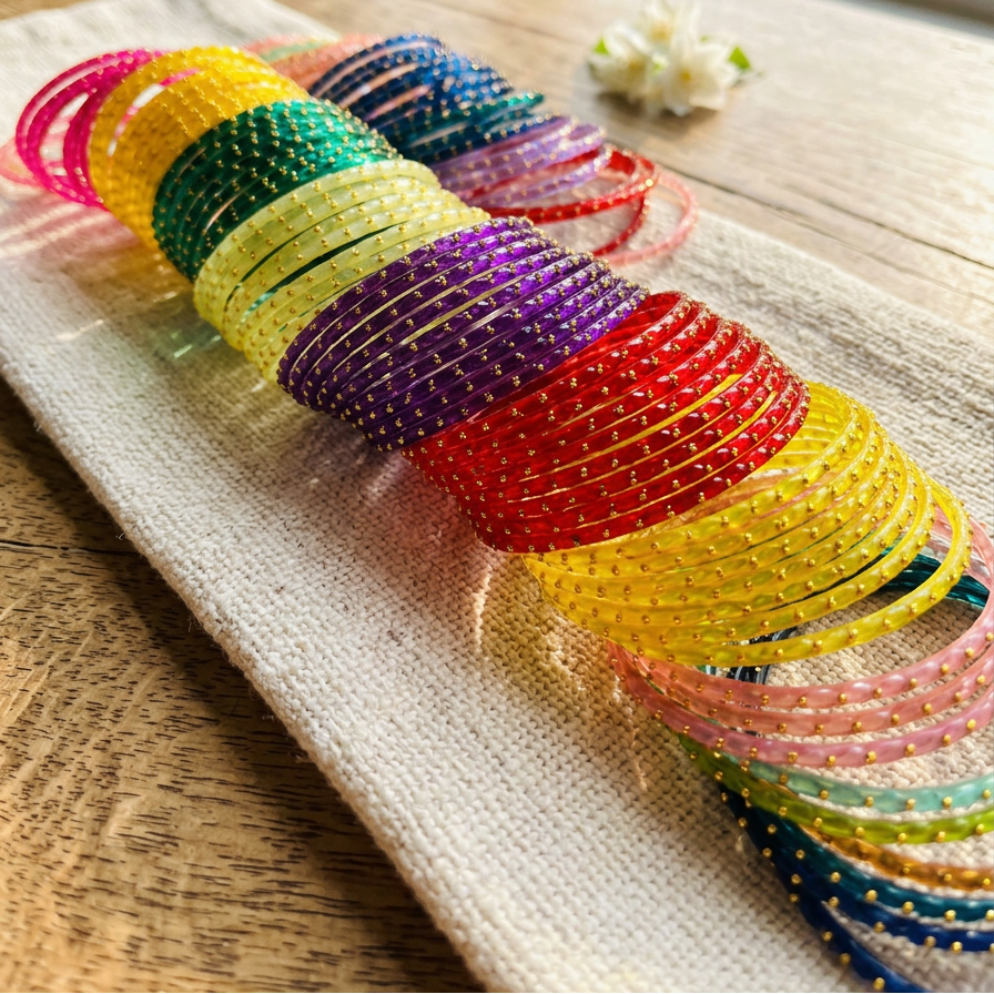 Raindrop Glass Bangles (set of 12)