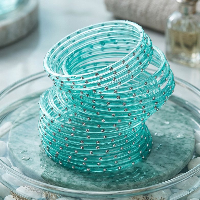 Glass Bangles with stones (set of 12)