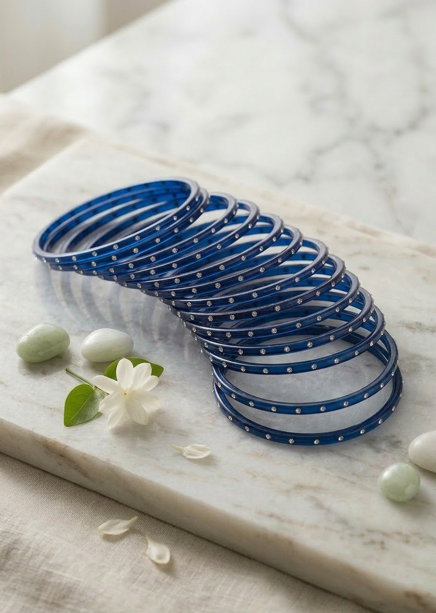 Glass Bangles with stones (set of 12)