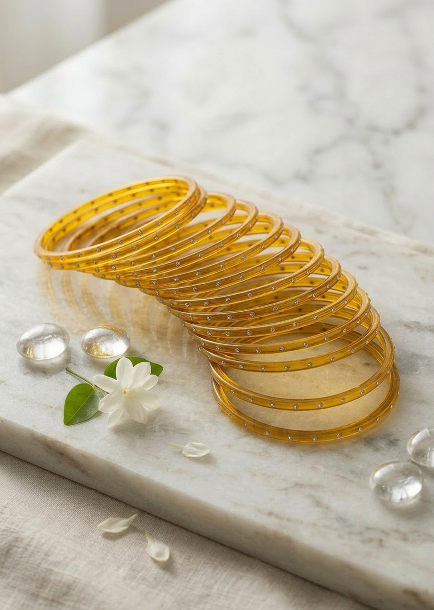 Glass Bangles with stones (set of 12)