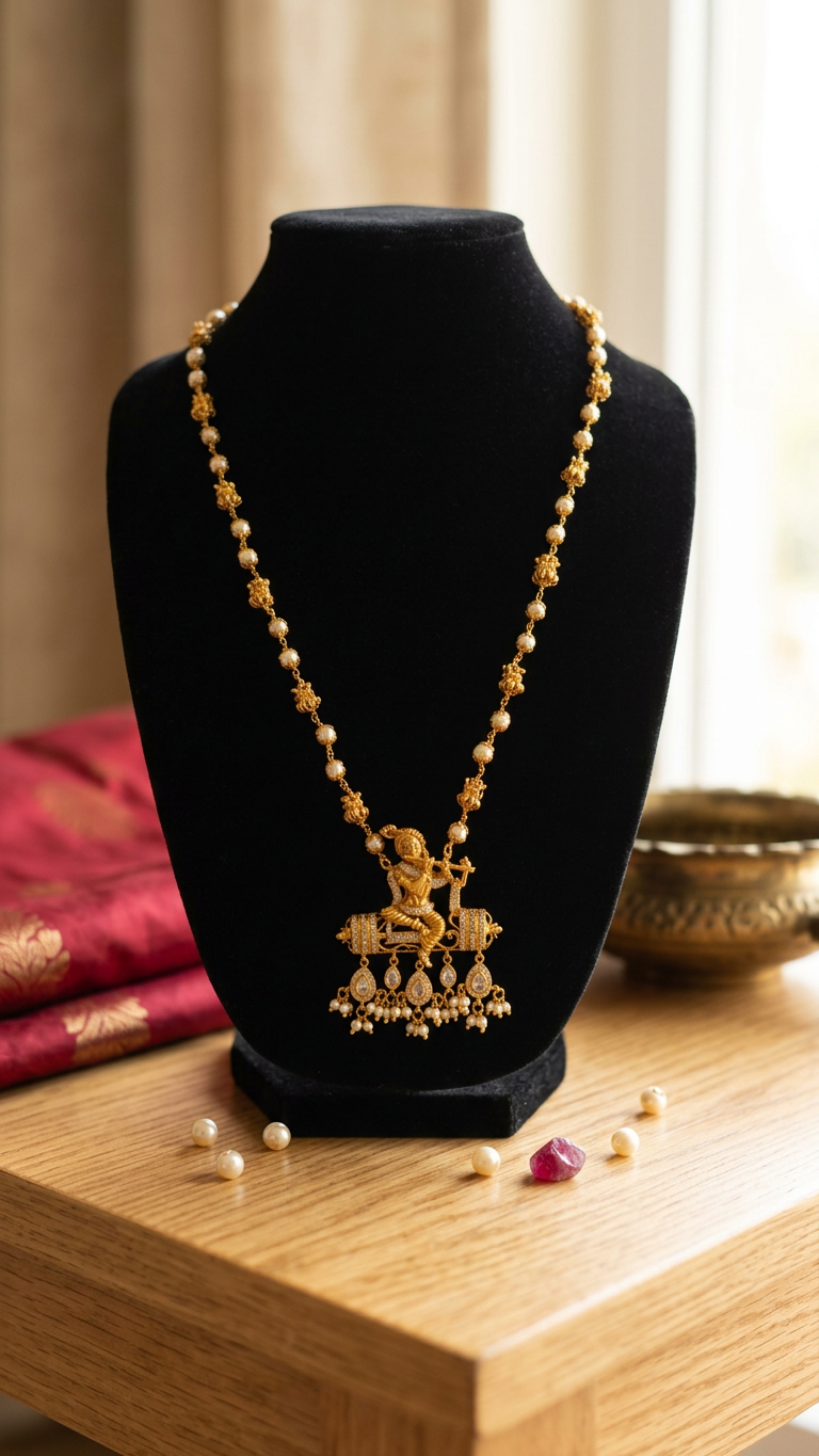 Lord Krishna Temple Necklace
