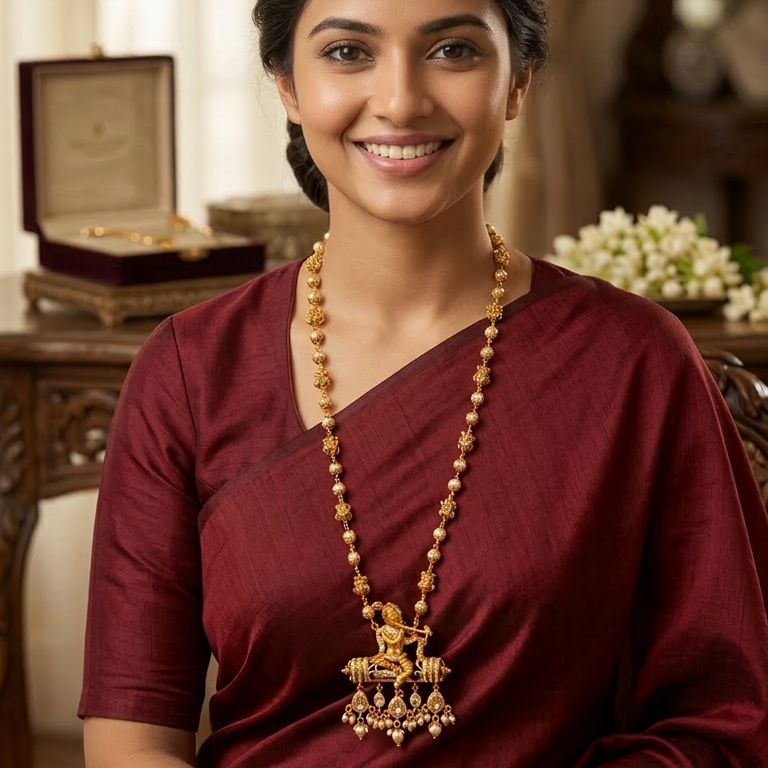 Lord Krishna Temple Necklace