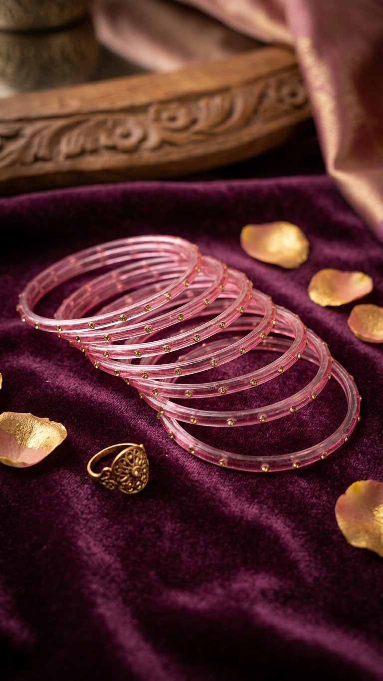 Glass Bangles with stones (set of 12)