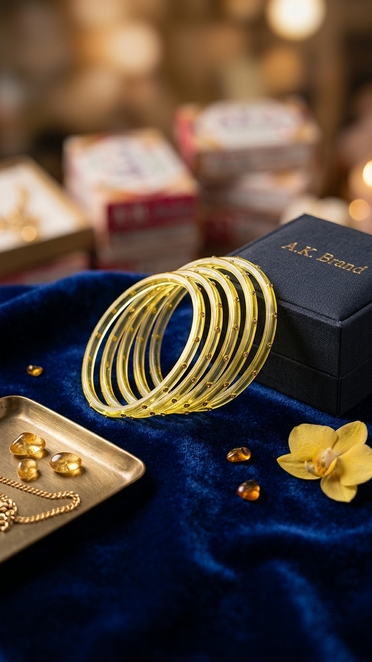 Glass Bangles with stones (set of 12)
