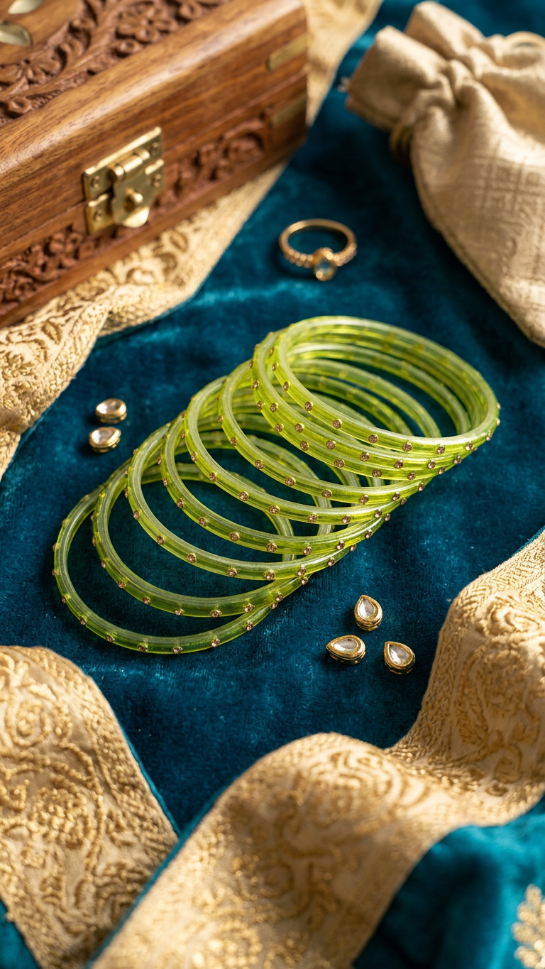 Glass Bangles with stones (set of 12)