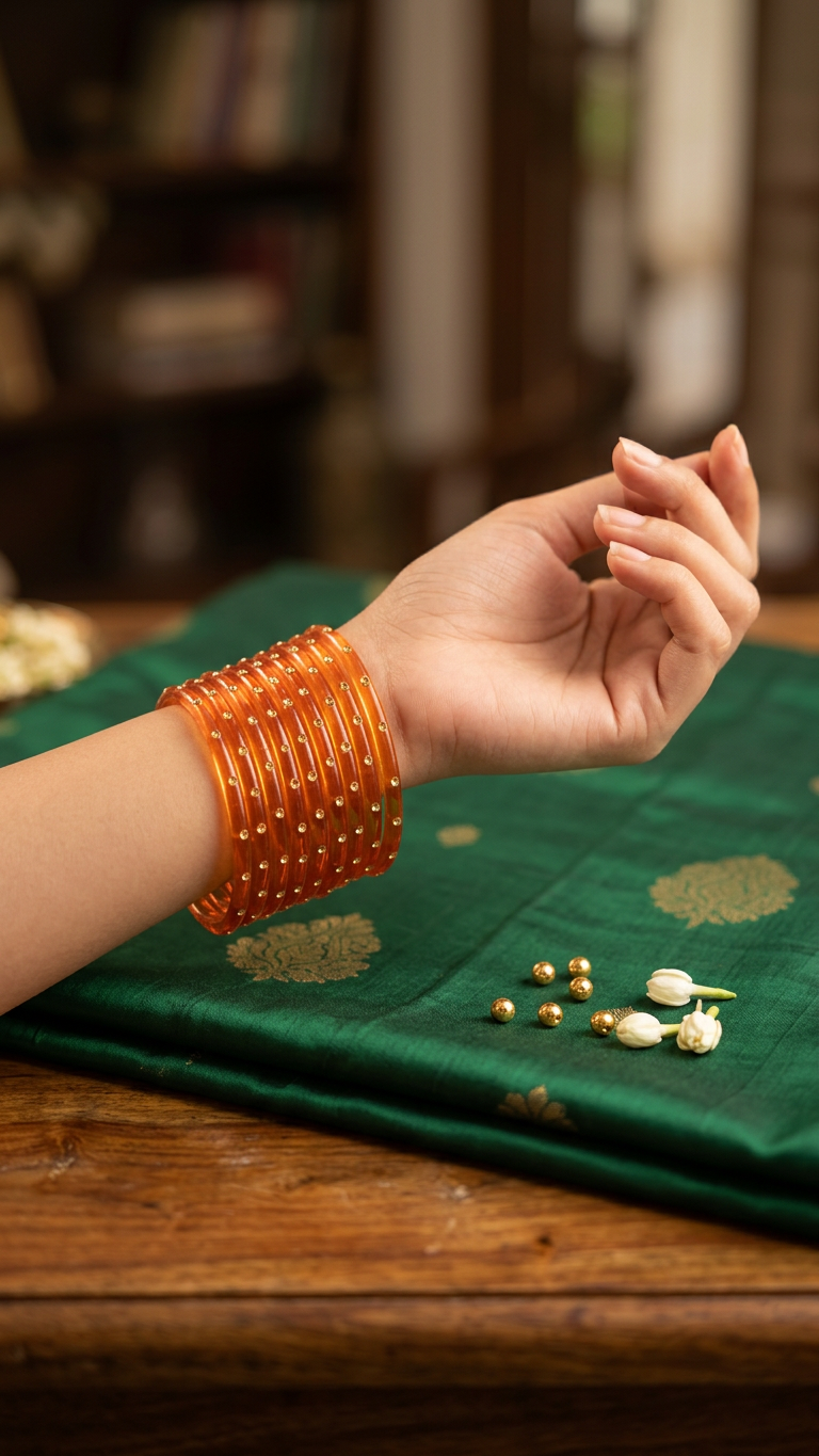 Glass Bangles with stones (set of 12)